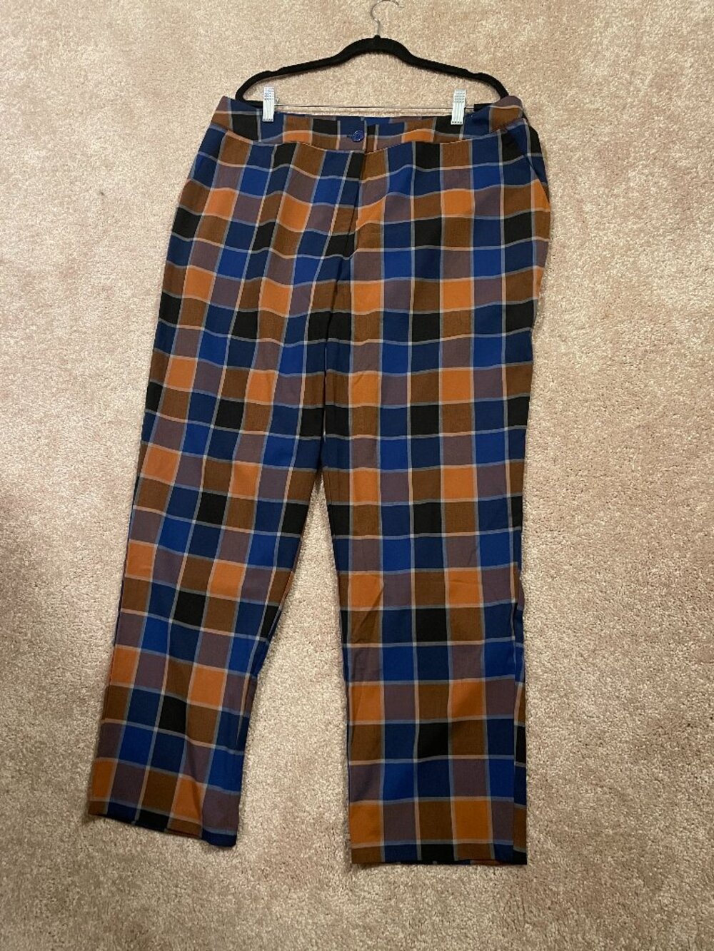 SIZE:16 ASHLEY STEWART BLUE&BROWN PLAID TROUSERS